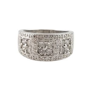 Vintage 14K White Gold Diamond Ring Band Size 7.5 #13542